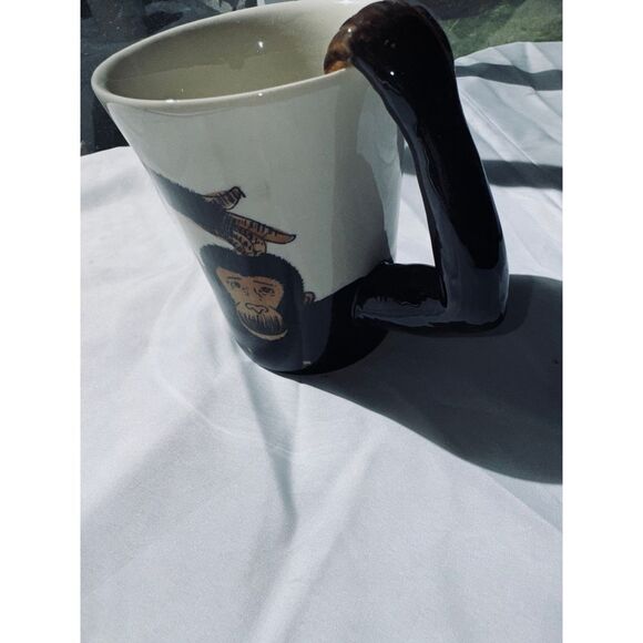 Pier One Monkey extended arm handle stoneware coffee mug - Picture 2 of 6